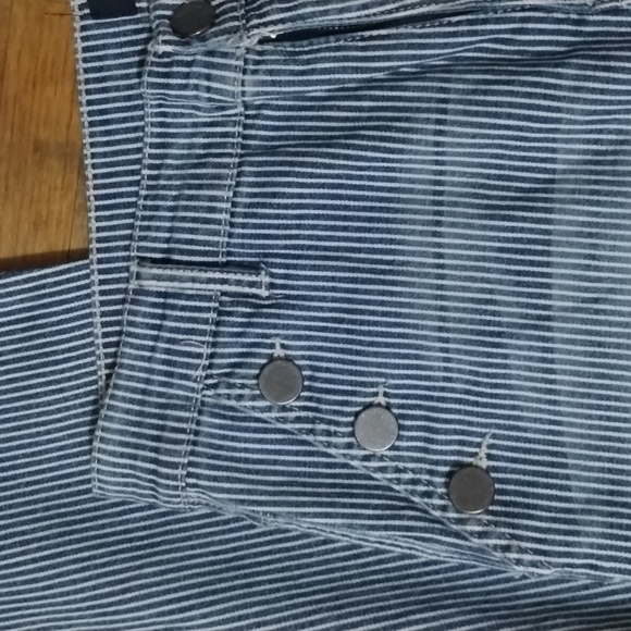 Classic Striped Blue Flare Jeans - Picture 3 of 7